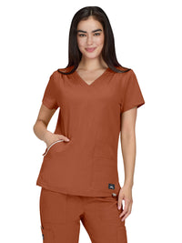Women's Ribbed 4-Pocket V-Neck Sari Top - 1129 - Dark Copper
