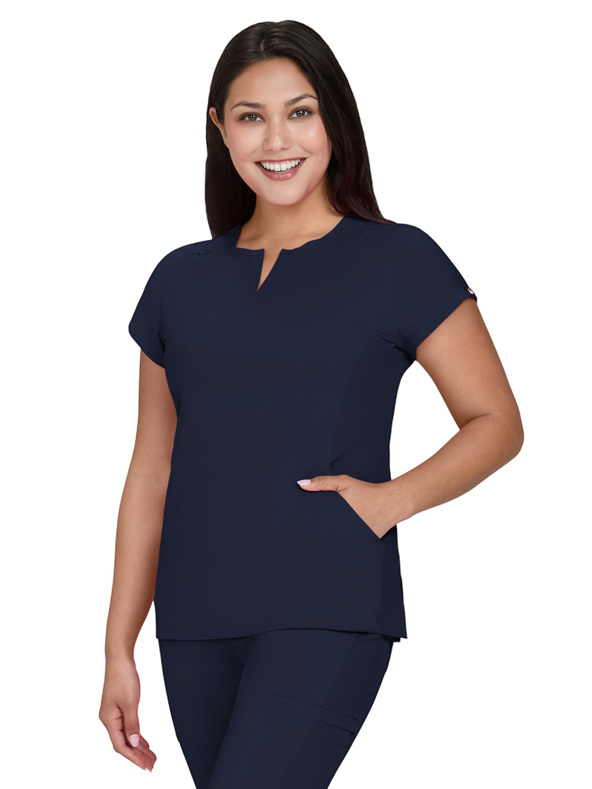 Women’s Two-Pocket Split-V-Neck Scrub Top - 1138 - Navy