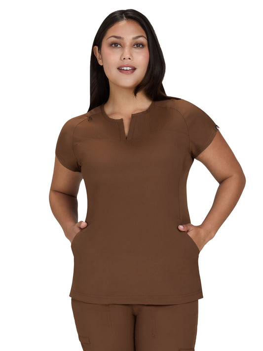 Women’s Two-Pocket Split-V-Neck Scrub Top - 1138 - Walnut