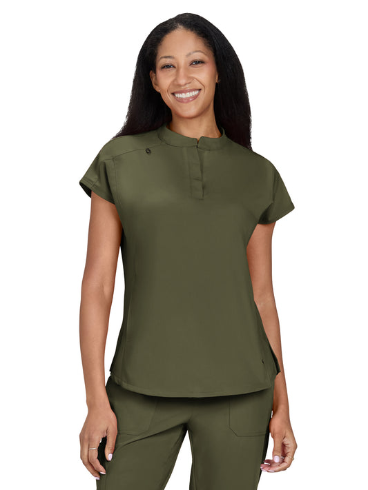 Women’s Two-Pocket Button Closure Scrub Top - 1139 - Olive Green