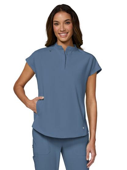 Women’s Two-Pocket Button Closure Scrub Top - 1139 - Bluestone