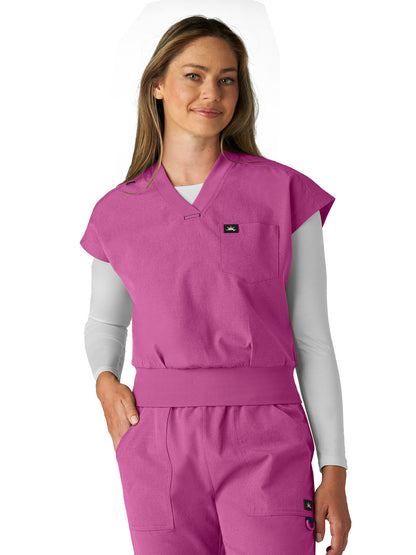 Women's One-Pocket V-Neck Trinity Scrub Top - 1143 - Hibiscus Pink