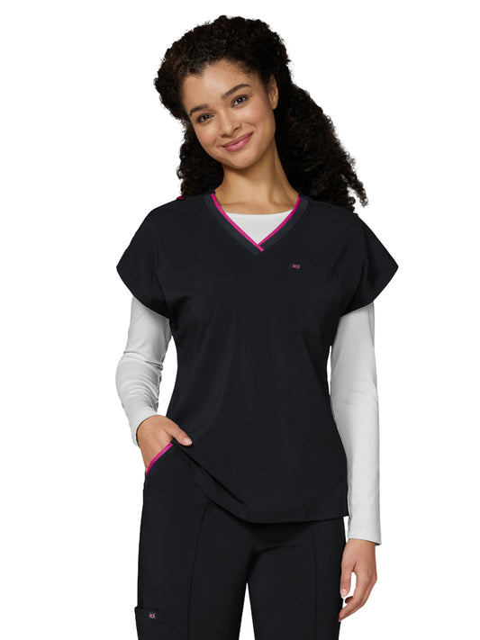 Women's One-Pocket V-Neck McKenna Scrub Top - 1145 - Black