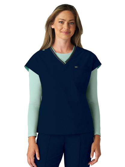 Women's One-Pocket V-Neck McKenna Scrub Top - 1145 - Navy