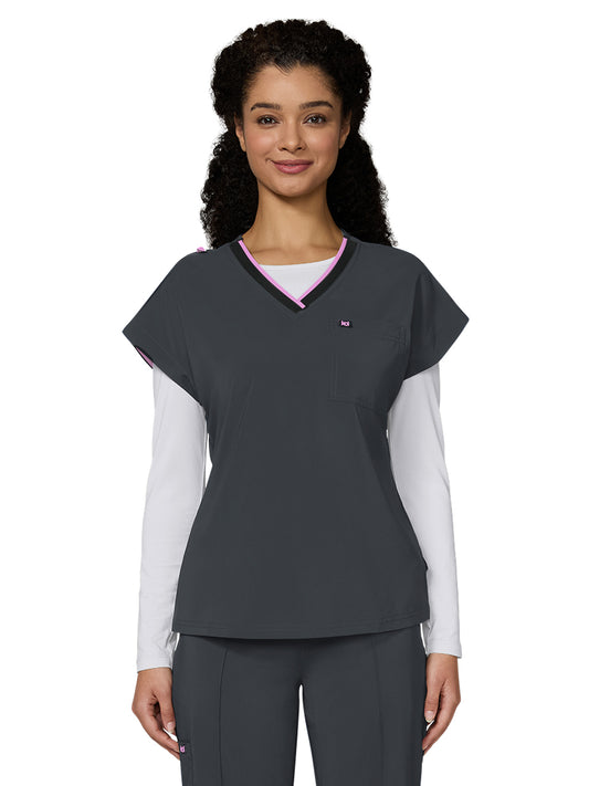 Women's One-Pocket V-Neck McKenna Scrub Top - 1145 - Charcoal