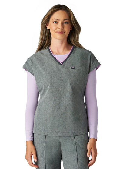 Women's One-Pocket V-Neck McKenna Scrub Top - 1145 - Heather Grey