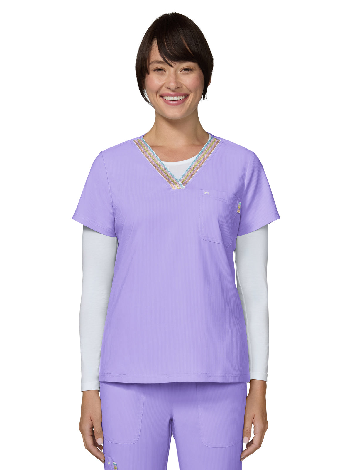 Women's One-Pocket V-Neck Scrub Top - 1147 - French Lavender