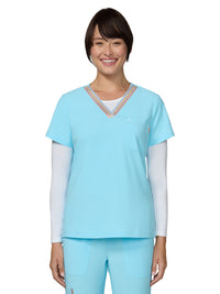 Women's One-Pocket V-Neck Scrub Top - 1147 - Sky