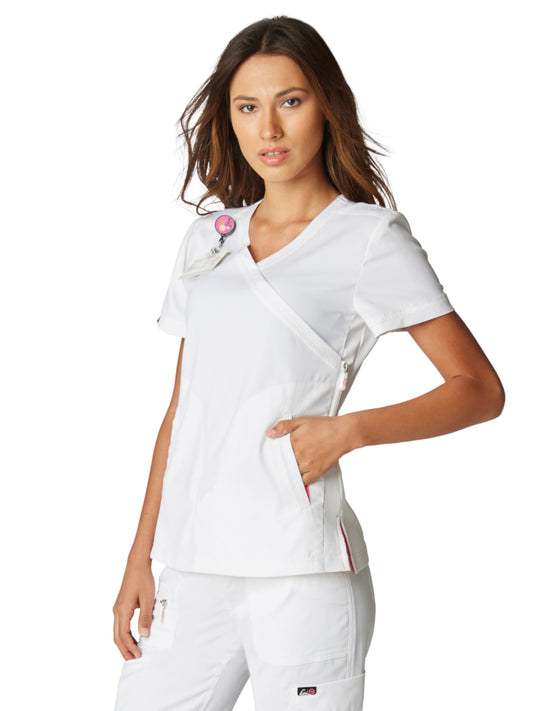 Women's 3-Pocket Mock-Wrap Philosophy Scrub Top - 316 - White