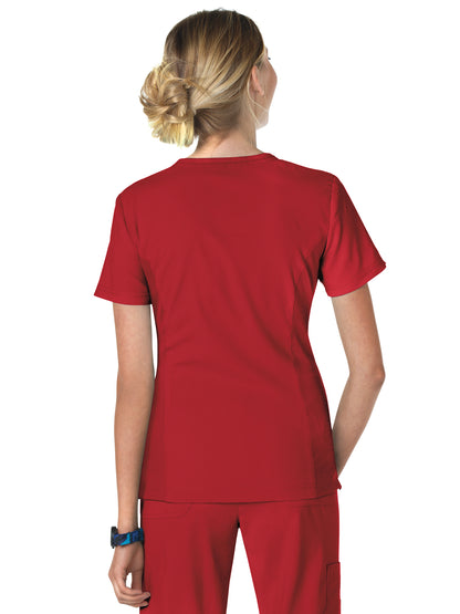 Women's 3-Pocket Mock-Wrap Philosophy Scrub Top - 316 - Ruby