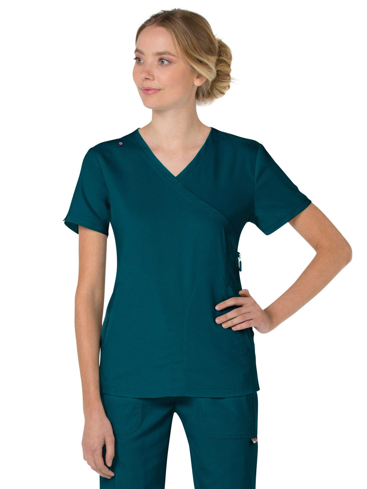 Women's 3-Pocket Mock-Wrap Philosophy Scrub Top - 316 - Caribbean