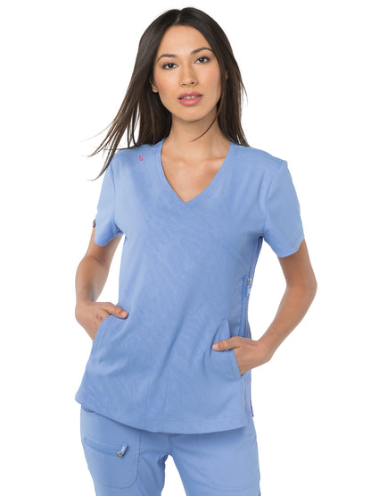 Women's 3-Pocket Mock-Wrap Philosophy Scrub Top - 316 - True Ceil