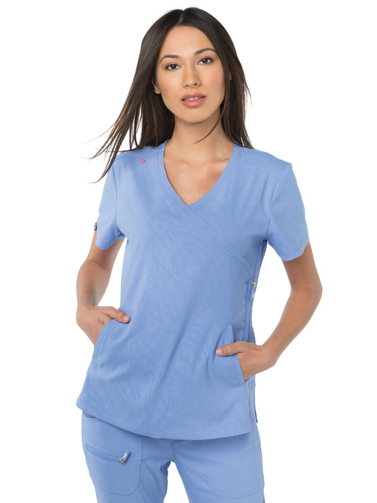 Women's 3-Pocket Mock-Wrap Philosophy Scrub Top - 316 - True Ceil