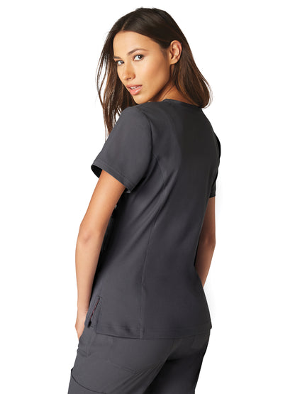 Women's 3-Pocket Mock-Wrap Philosophy Scrub Top - 316 - Charcoal