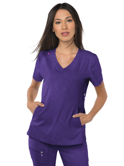 Women's 3-Pocket Mock-Wrap Philosophy Scrub Top - 316 - Grape