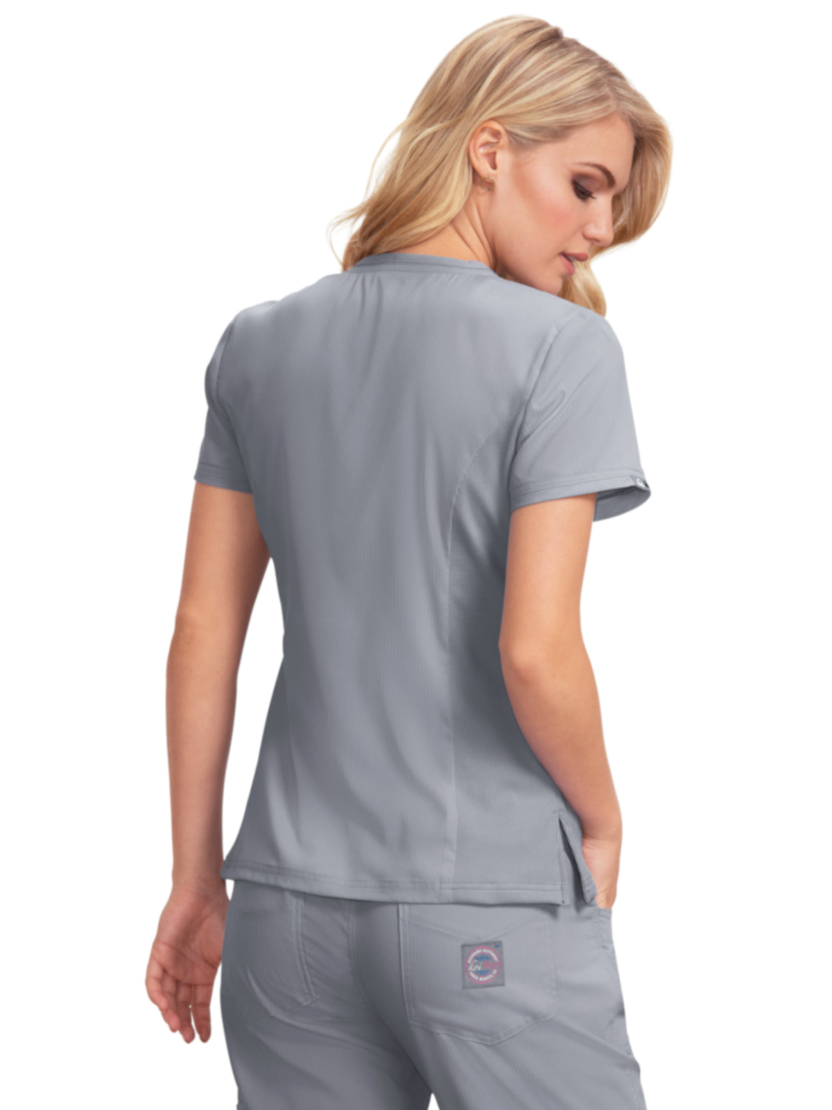 Women's 3-Pocket Mock-Wrap Philosophy Scrub Top - 316 - Platinum Grey