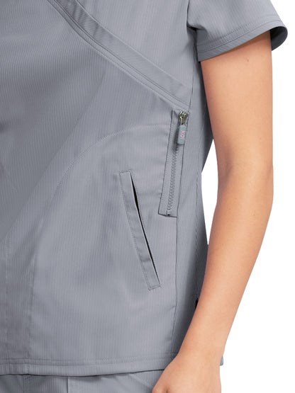 Women's 3-Pocket Mock-Wrap Philosophy Scrub Top - 316 - Platinum Grey