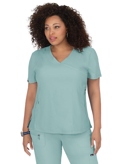 Women's 3-Pocket Mock-Wrap Philosophy Scrub Top - 316 - Sage