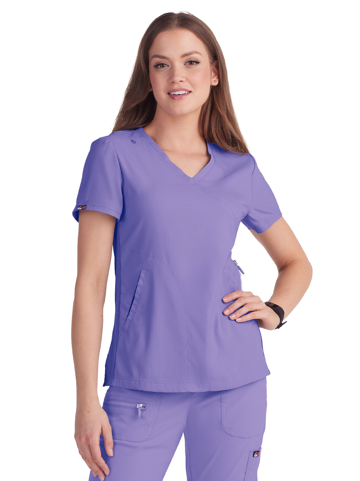 Women's 3-Pocket Mock-Wrap Philosophy Scrub Top - 316 - French Lavender