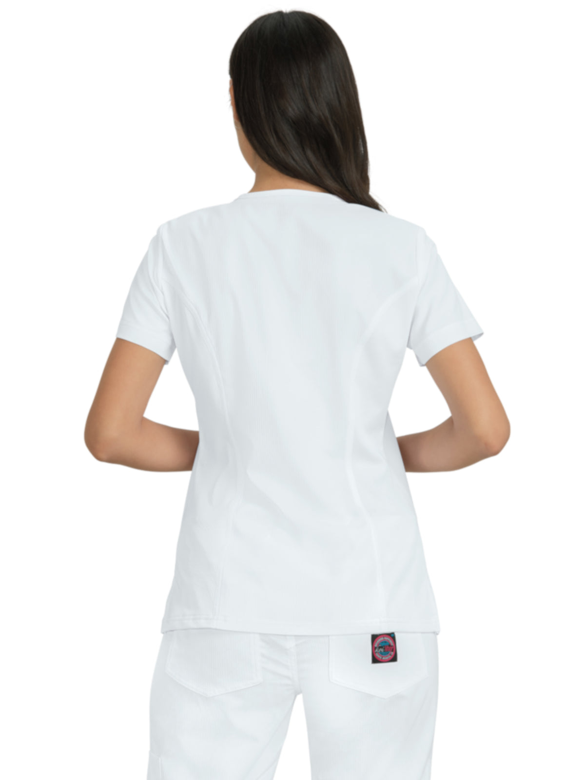 Women's 4-Pocket Zipper Neck Serenity Scrub Top - 317 - White