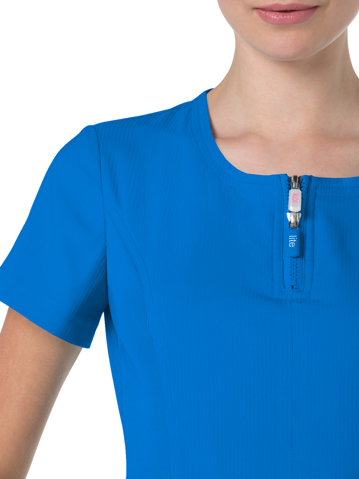 Women's 4-Pocket Zipper Neck Serenity Scrub Top - 317 - Royal Blue