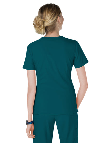 Women's 4-Pocket Zipper Neck Serenity Scrub Top - 317 - Caribbean