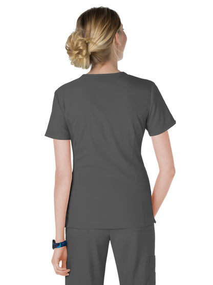 Women's 4-Pocket Zipper Neck Serenity Scrub Top - 317 - Charcoal