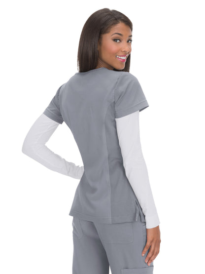 Women's 4-Pocket Zipper Neck Serenity Scrub Top - 317 - Platinum Grey