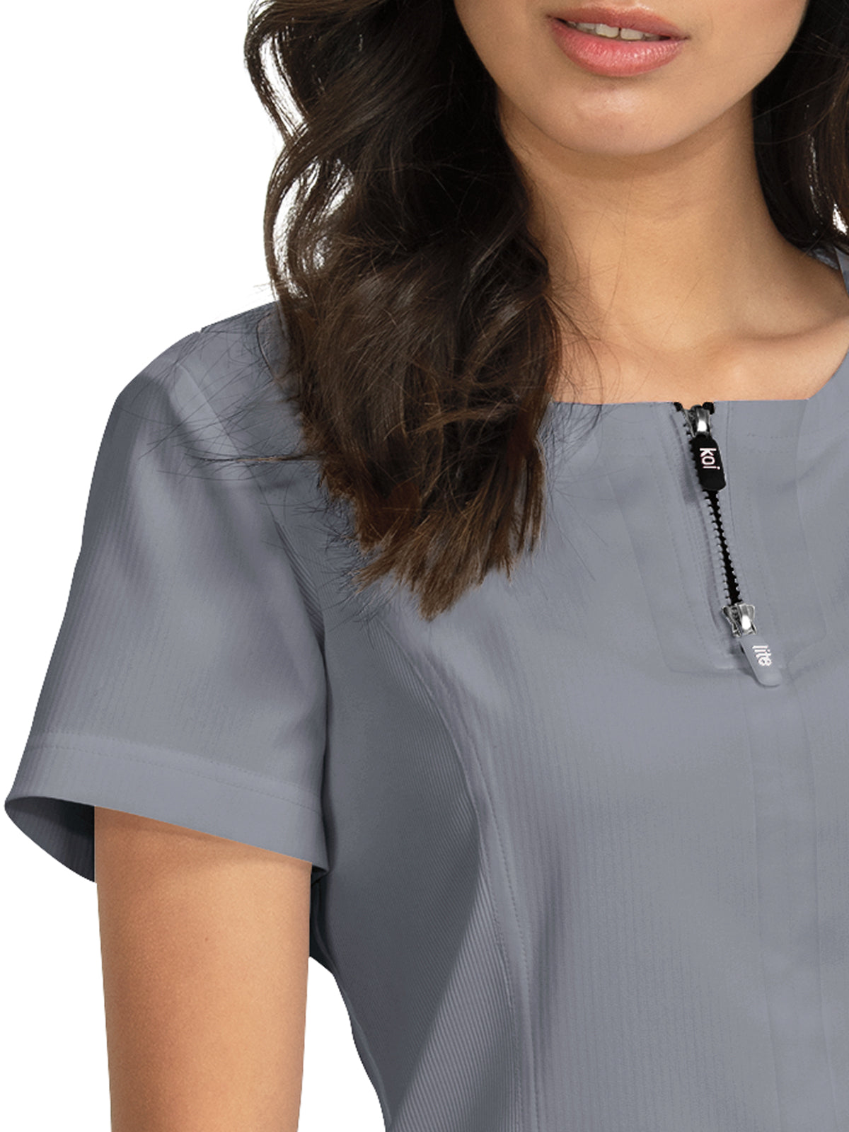 Women's 4-Pocket Zipper Neck Serenity Scrub Top - 317 - Platinum Grey