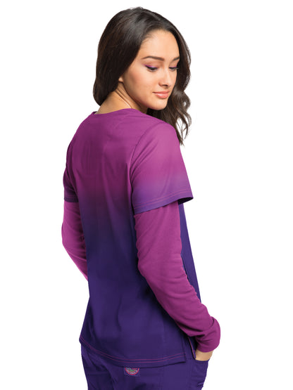 Women's 2-Pocket Stretch Ombre Print Reform Scrub Top - 370PR - Mulberry/Grape