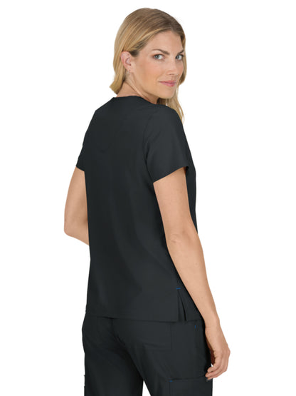 Women's 4-Pocket Stretch V-Neck Becca Scrub Top - 373 - Black