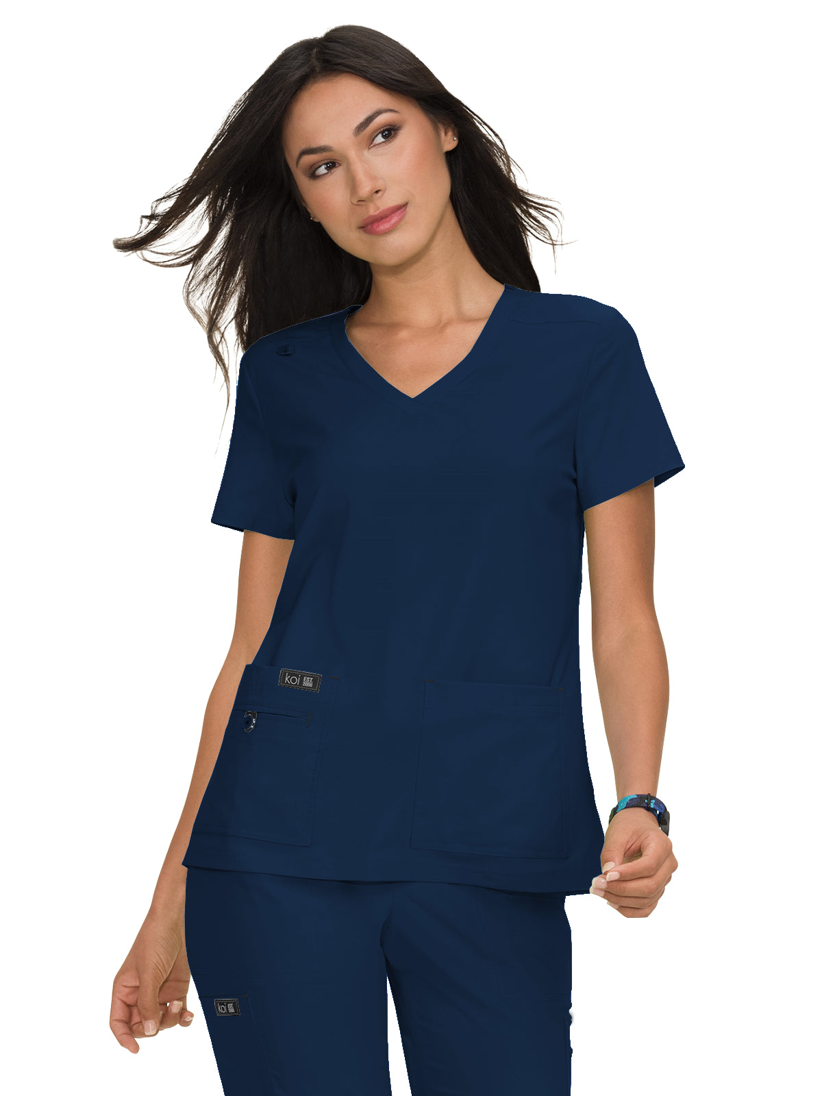 Women's 4-Pocket Stretch V-Neck Becca Scrub Top - 373 - Navy