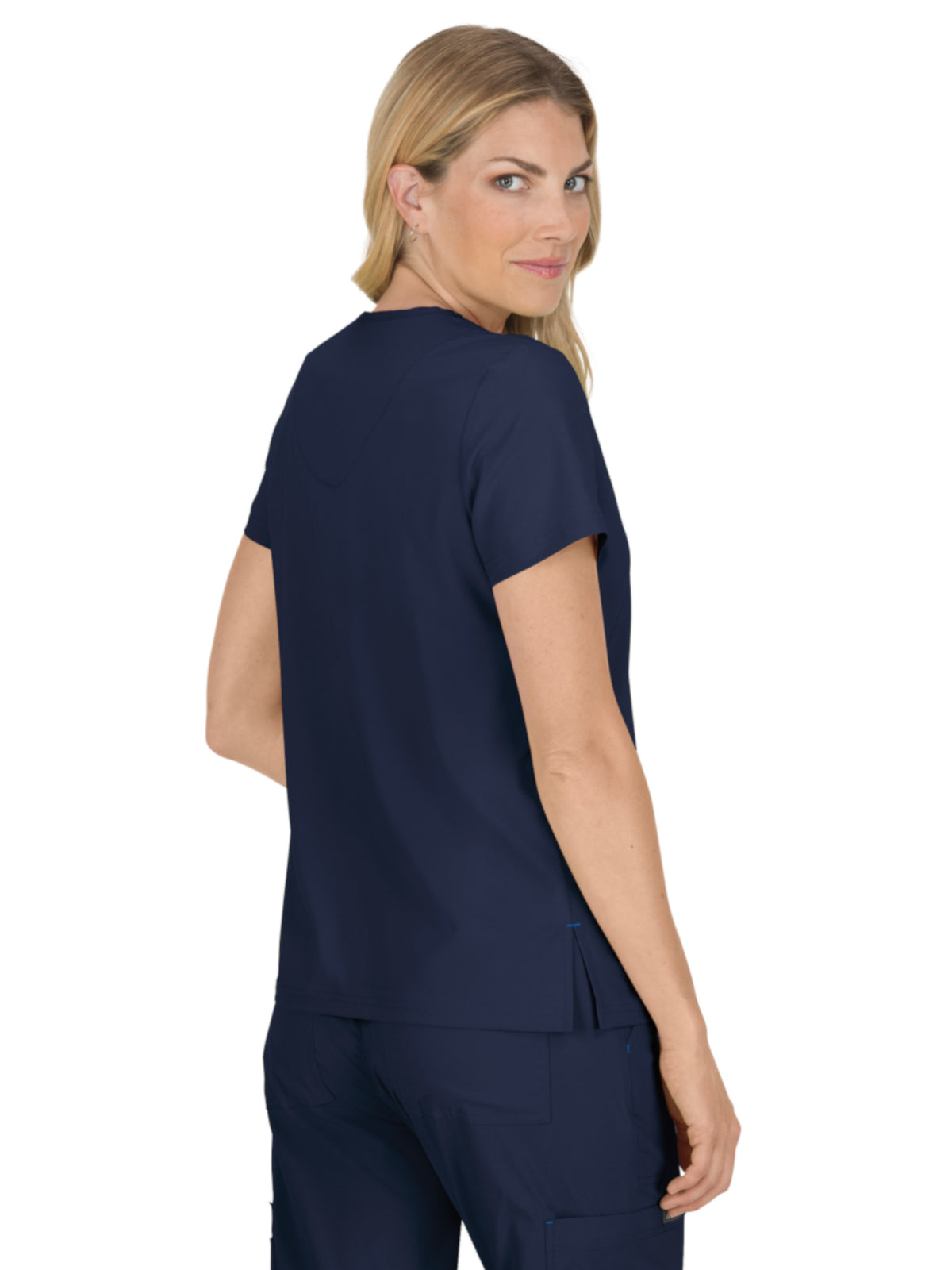 Women's 4-Pocket Stretch V-Neck Becca Scrub Top - 373 - Navy