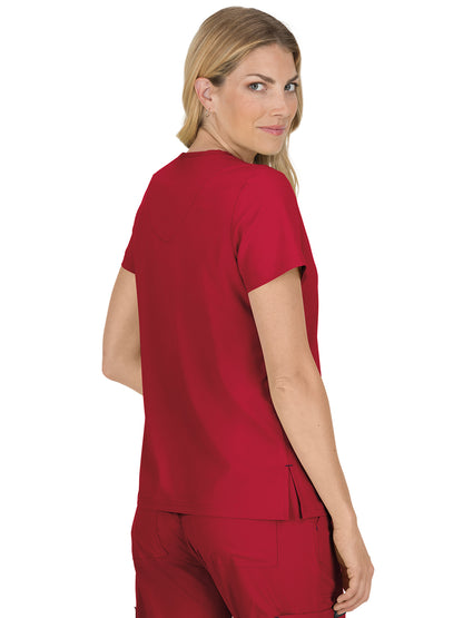 Women's 4-Pocket Stretch V-Neck Becca Scrub Top - 373 - Ruby