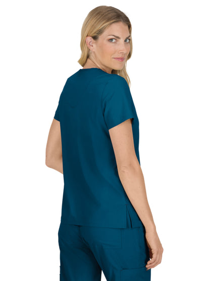 Women's 4-Pocket Stretch V-Neck Becca Scrub Top - 373 - Caribbean