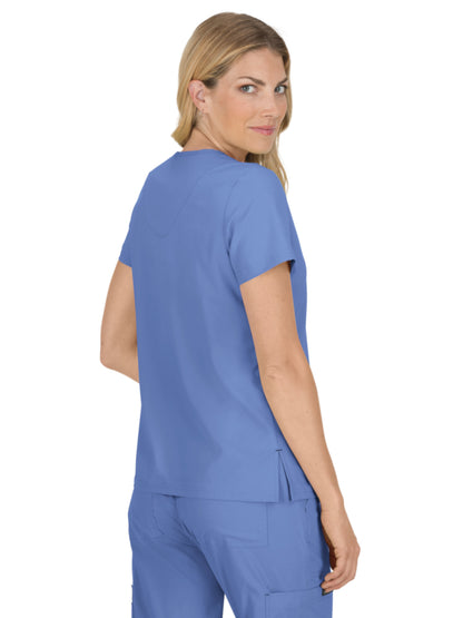 Women's 4-Pocket Stretch V-Neck Becca Scrub Top - 373 - True Ceil