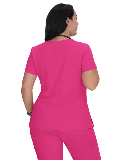 Women's 4-Pocket Stretch V-Neck Becca Scrub Top - 373 - Flamingo