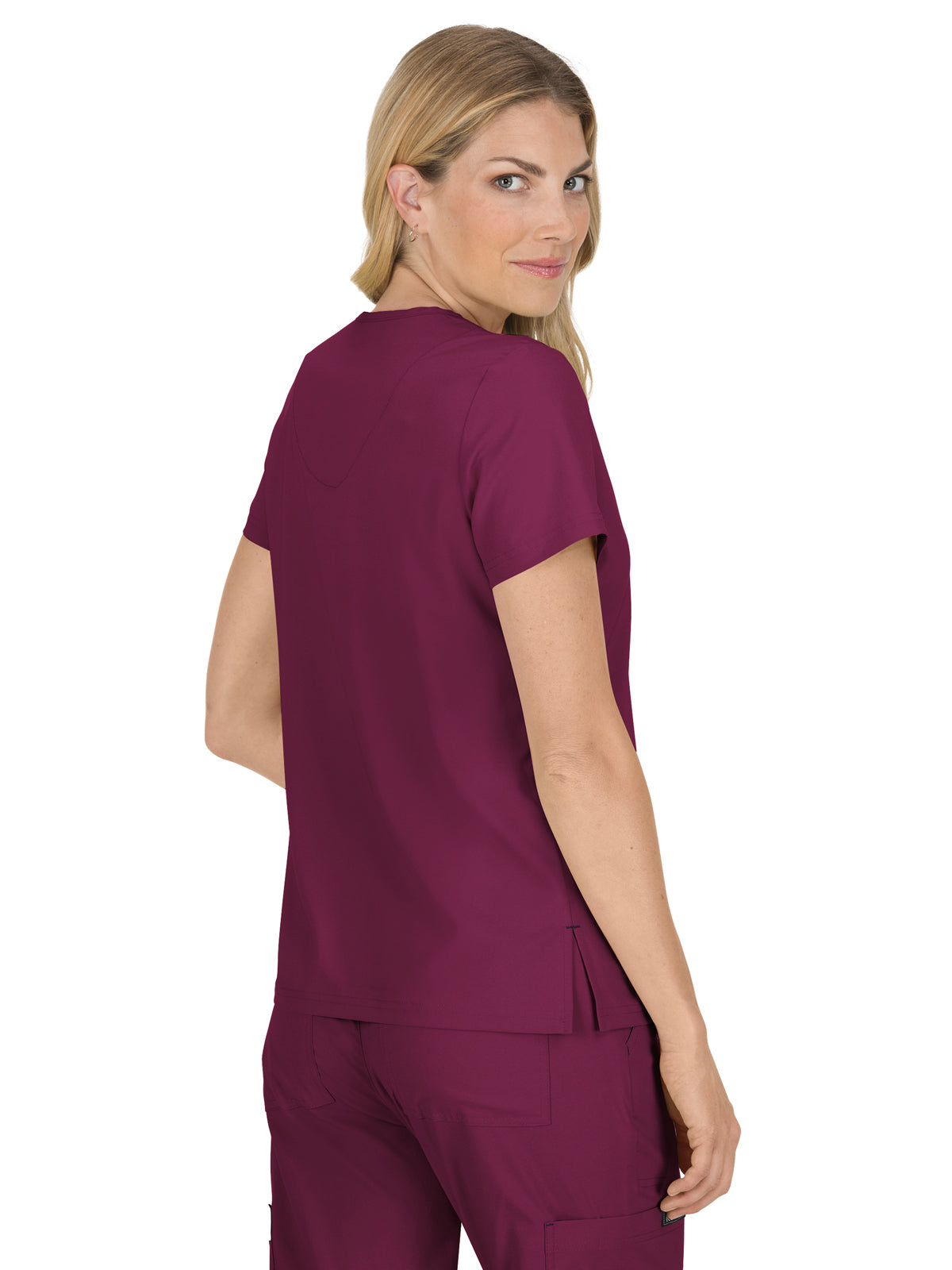 Women's 4-Pocket Stretch V-Neck Becca Scrub Top - 373 - Wine