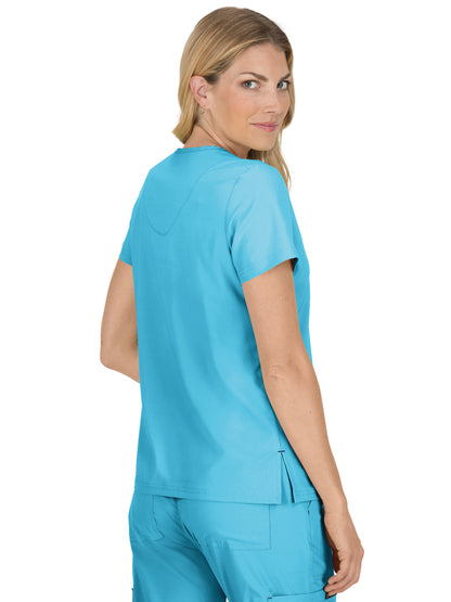 Women's 4-Pocket Stretch V-Neck Becca Scrub Top - 373 - Electric Blue