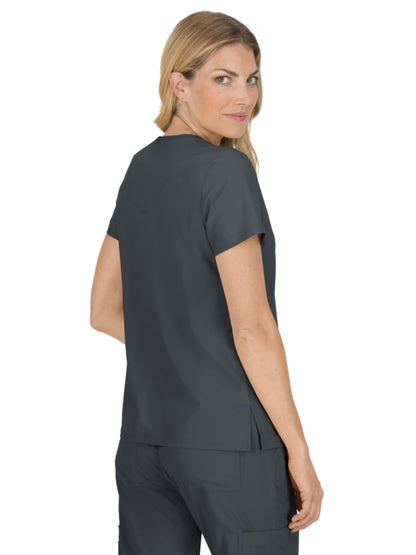 Women's 4-Pocket Stretch V-Neck Becca Scrub Top - 373 - Charcoal