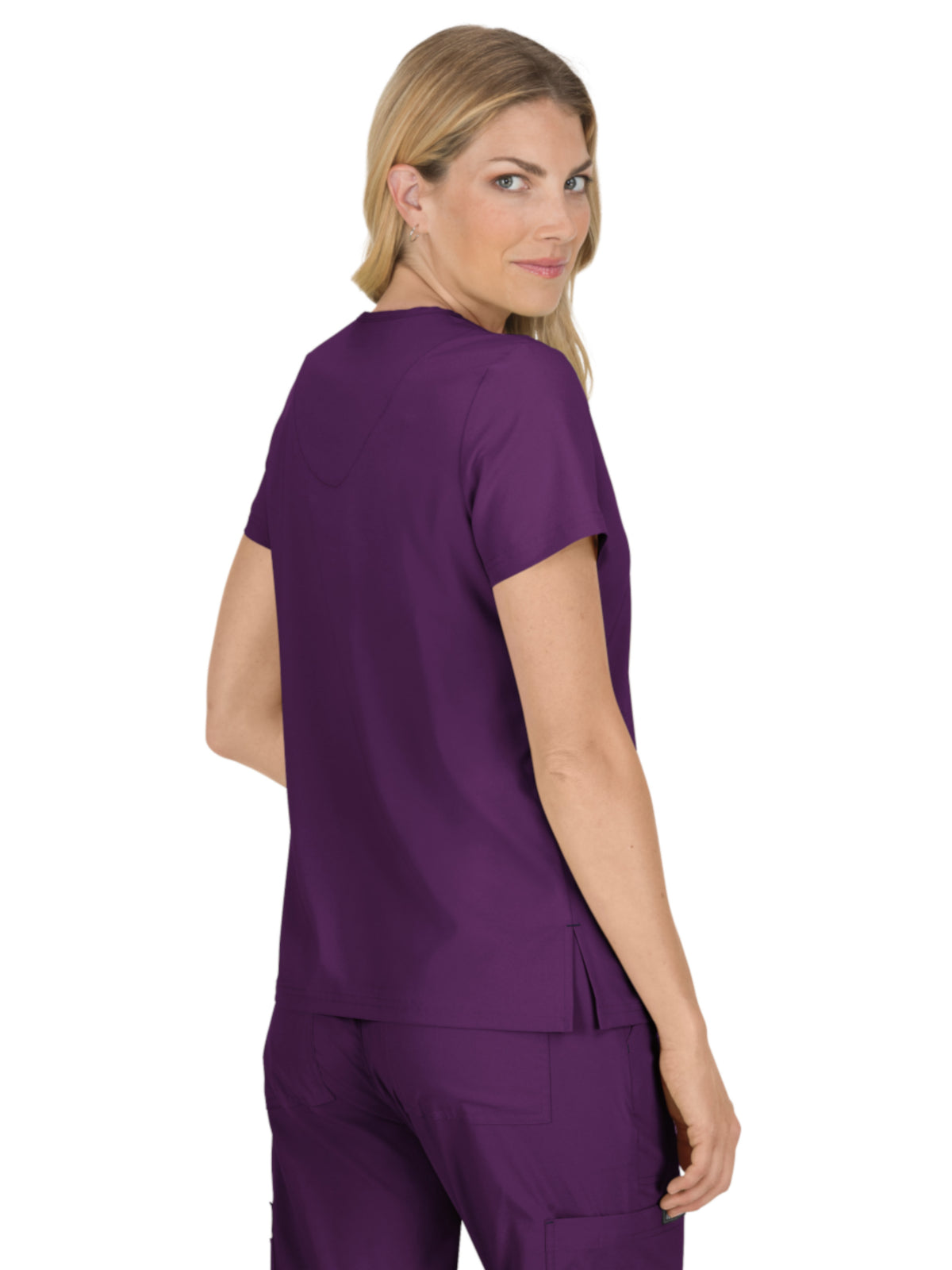 Women's 4-Pocket Stretch V-Neck Becca Scrub Top - 373 - Eggplant