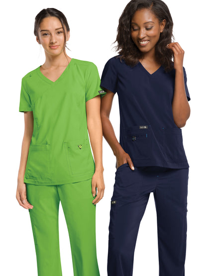 Women's 4-Pocket Stretch V-Neck Becca Scrub Top - 373 - Green Tea