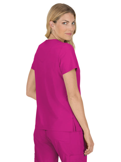 Women's 4-Pocket Stretch V-Neck Becca Scrub Top - 373 - Azalea Pink