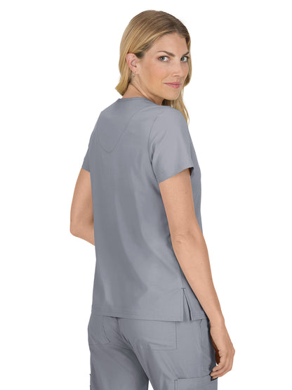 Women's 4-Pocket Stretch V-Neck Becca Scrub Top - 373 - Platinum Grey