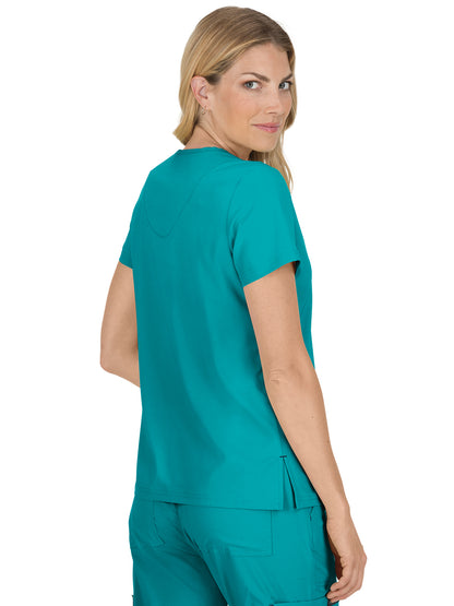 Women's 4-Pocket Stretch V-Neck Becca Scrub Top - 373 - Teal