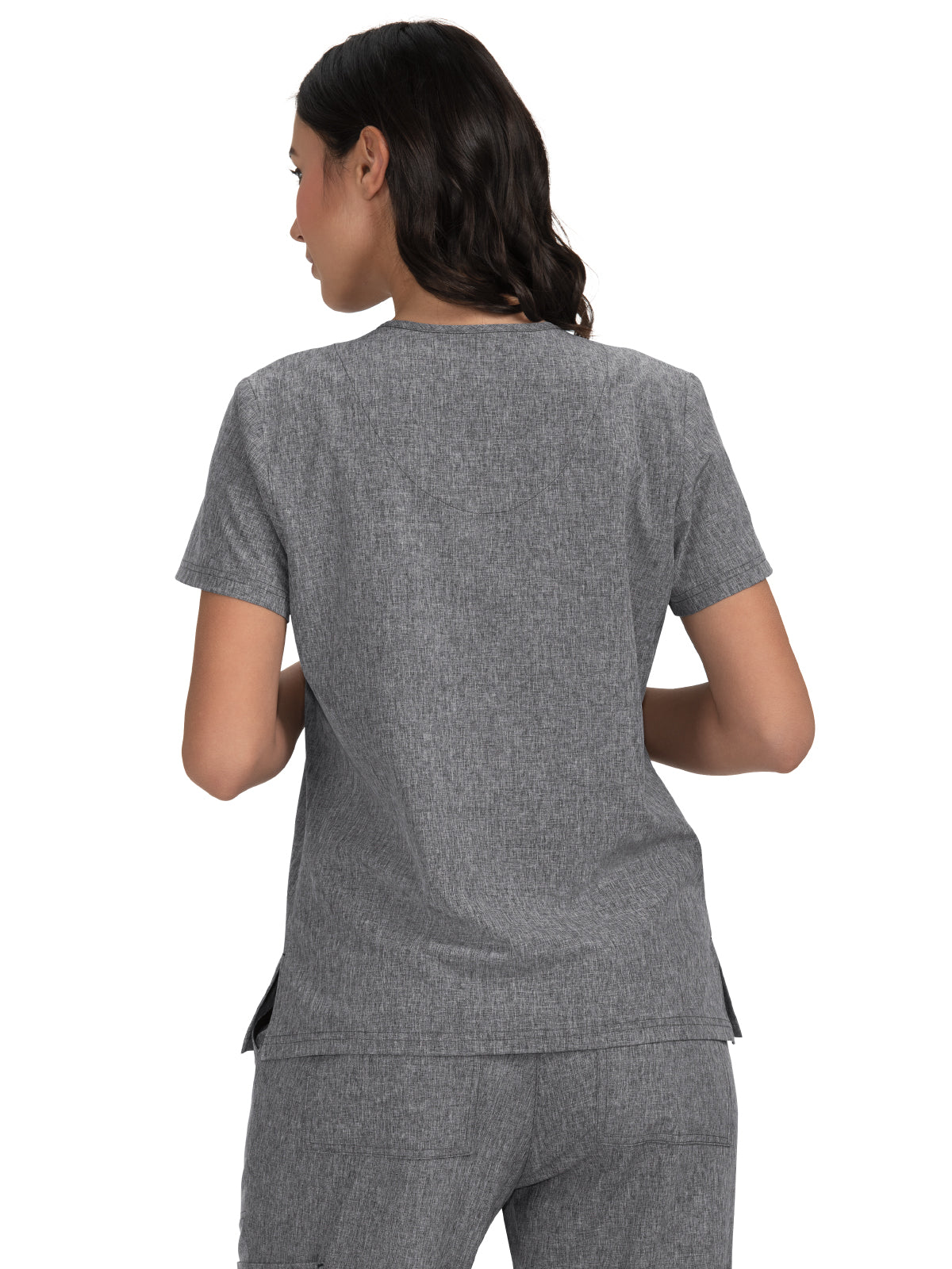 Women's 4-Pocket Stretch V-Neck Becca Scrub Top - 373 - Heather Grey