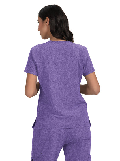 Women's 4-Pocket Stretch V-Neck Becca Scrub Top - 373 - Heather Wisteria