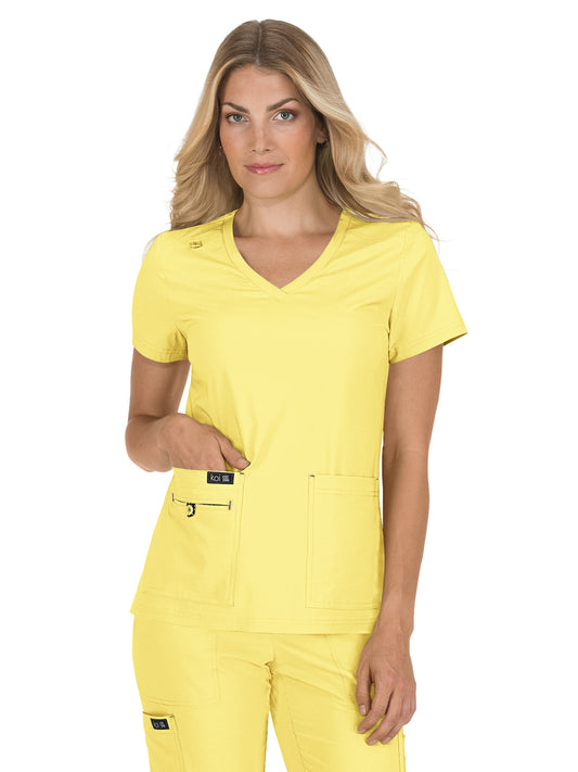 Women's 4-Pocket Stretch V-Neck Becca Scrub Top - 373 - Sunshine