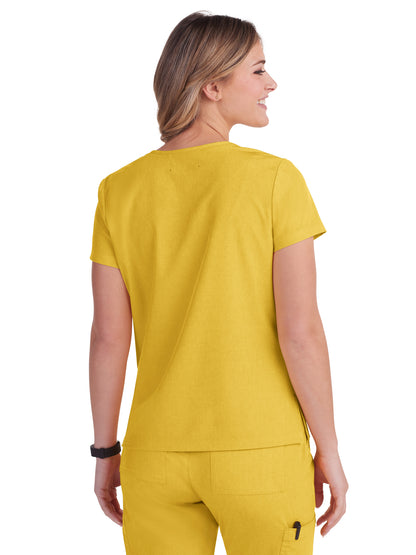 Women's 4-Pocket Stretch V-Neck Becca Scrub Top - 373 - Heather Mango