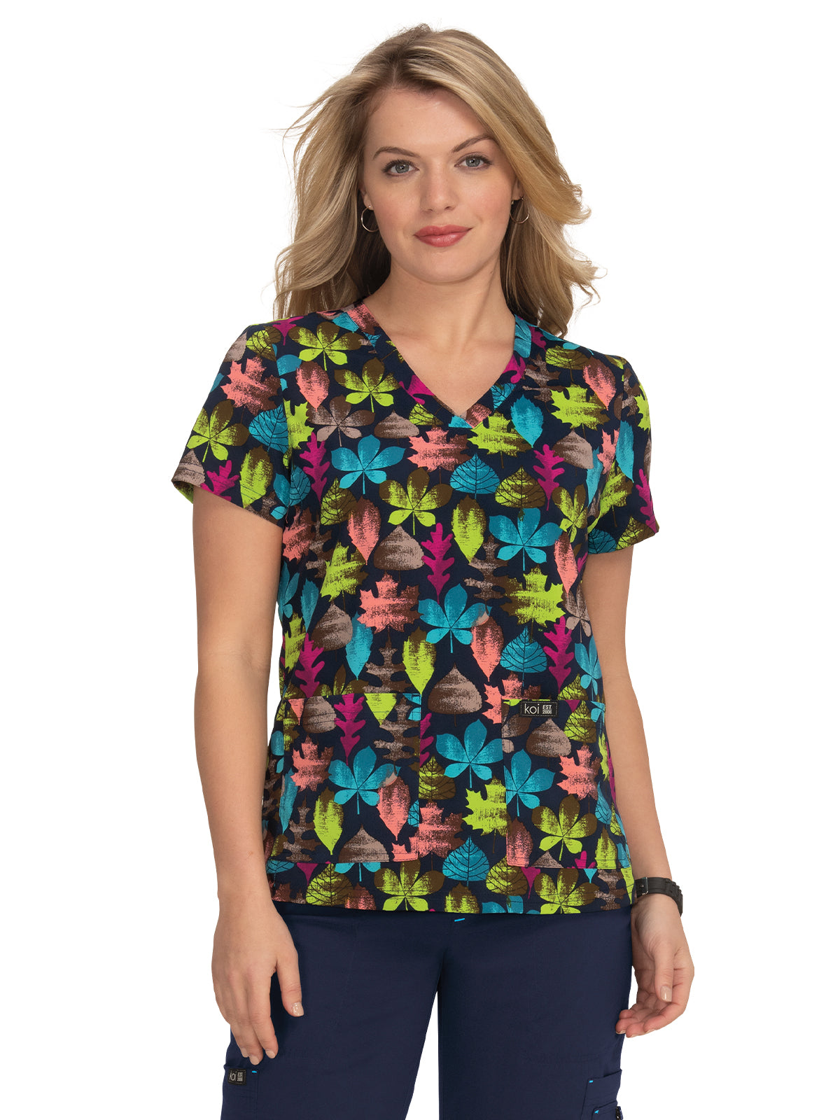 Women's Athletic-Inspired, Breathable Mesh Leslie Scrub Top - 384PR - Autumn Leaves